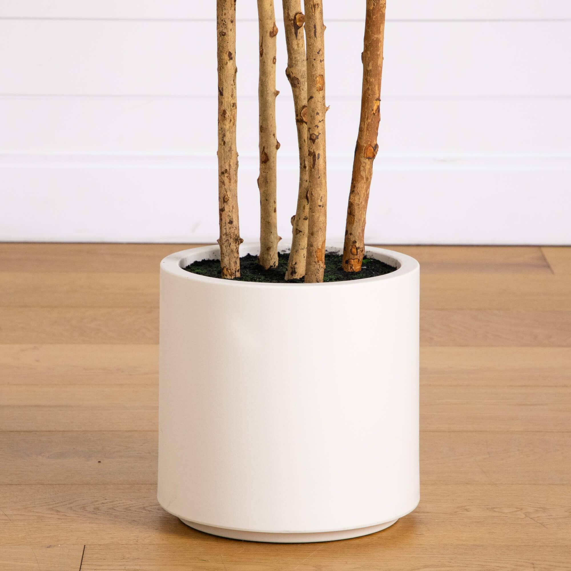 8ft. Artificial Fiddle Leaf Tree in Decorative White Planter